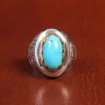 انگشتر فیروزه عجمی مردانه کد 19482