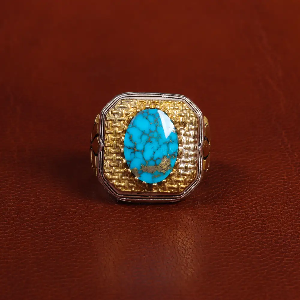 انگشتر فیروزه شجری مردانه کد 19486