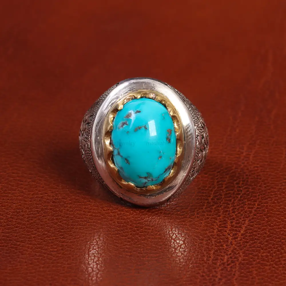 انگشتر فیروزه شجری مردانه کد 19534