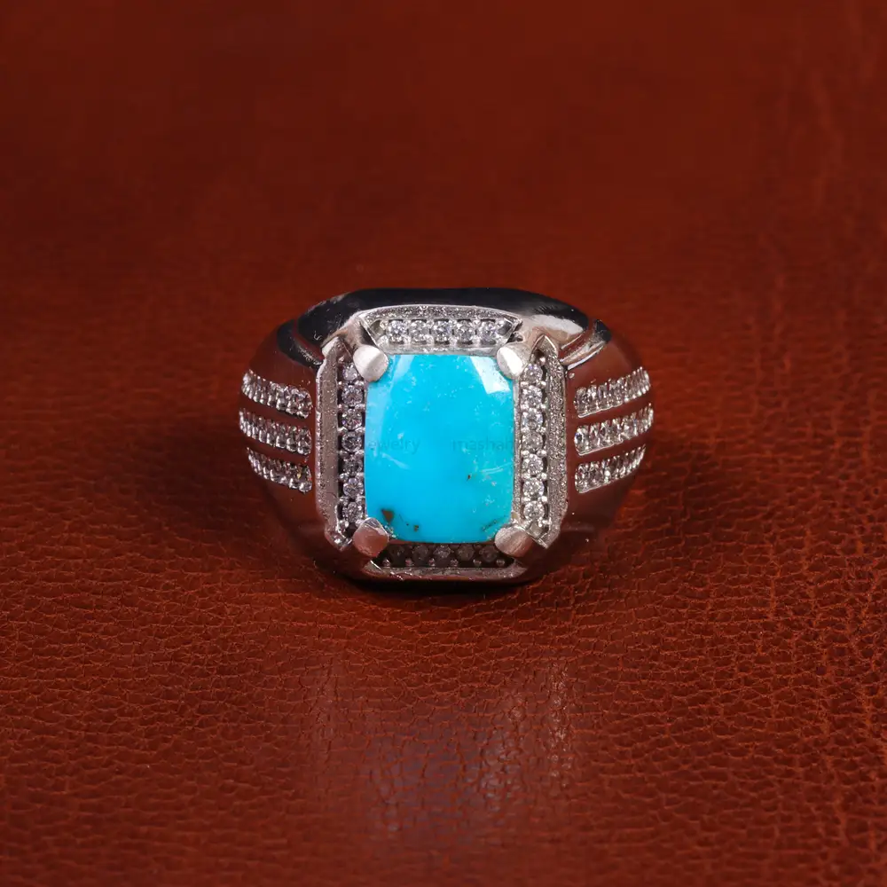 انگشتر فیروزه عجمی مردانه کد 19591