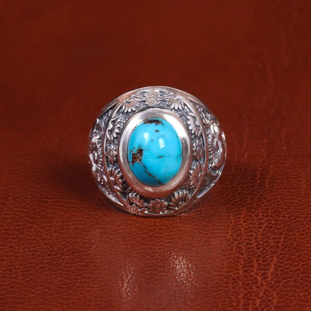 انگشتر فیروزه شجری مردانه کد 19604