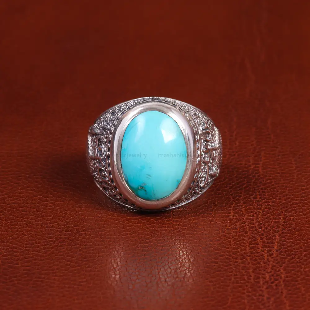 انگشتر فیروزه عجمی مردانه کد 19606