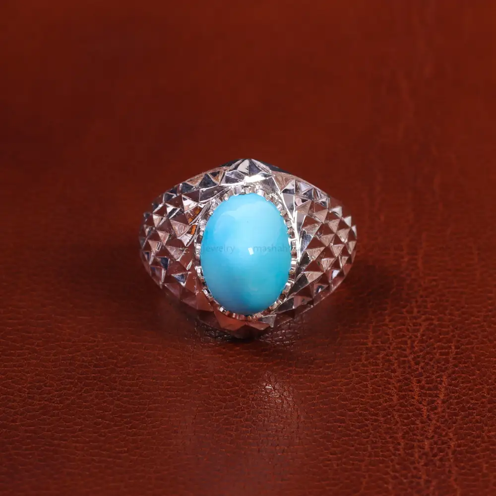 انگشتر فیروزه عجمی مردانه کد 19658