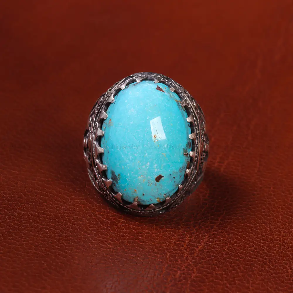 انگشتر فیروزه عجمی مردانه کد 19704