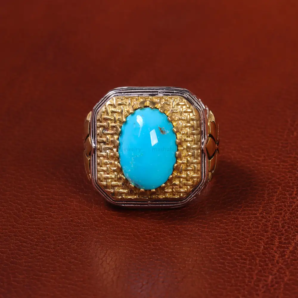 انگشتر فیروزه عجمی مردانه کد 19733