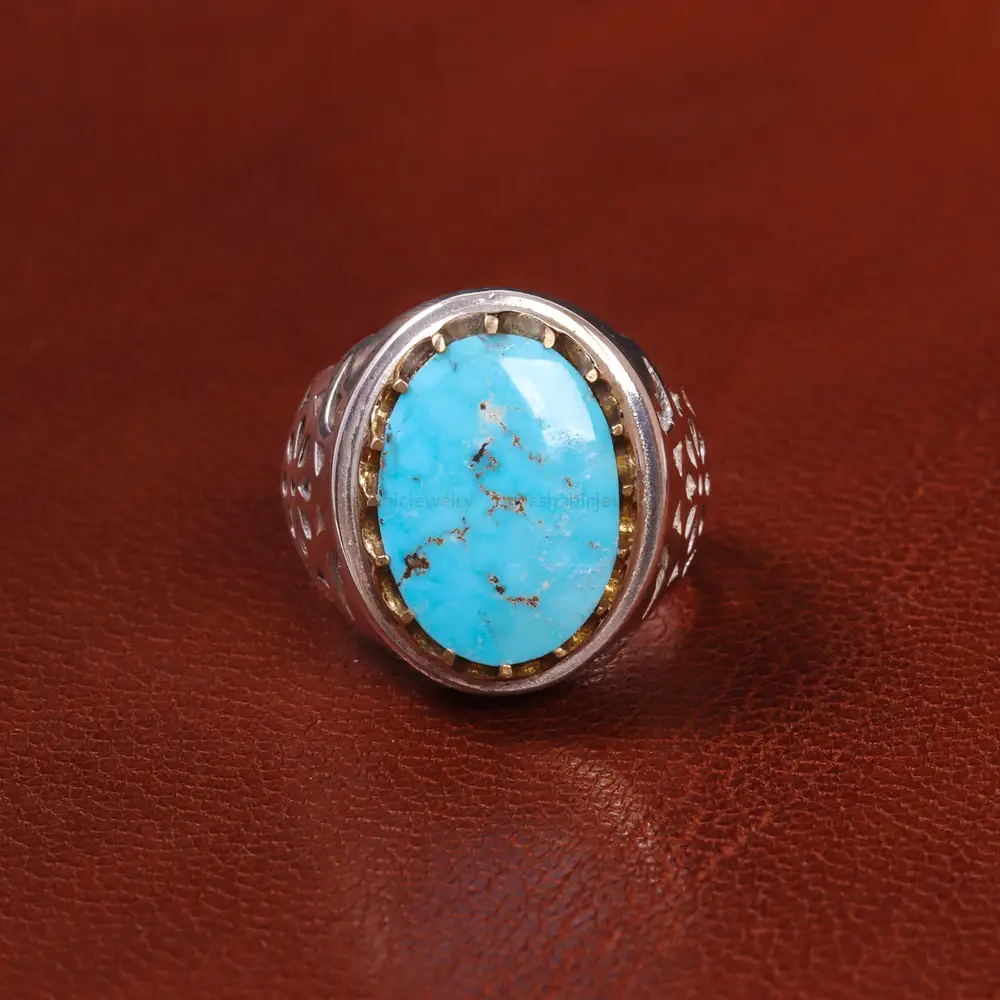 انگشتر فیروزه شجری مردانه کد 19743