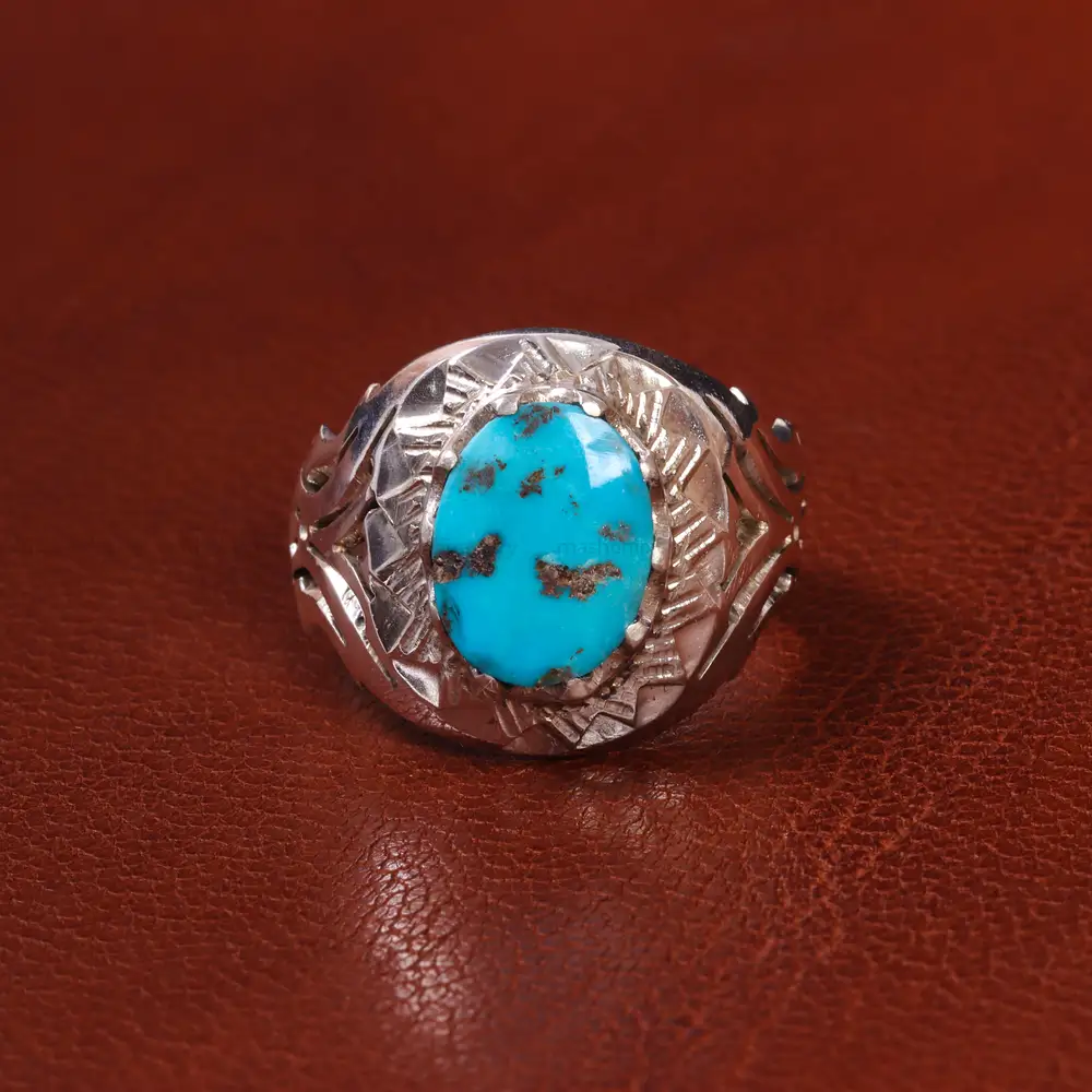 انگشتر فیروزه شجری مردانه کد 19744