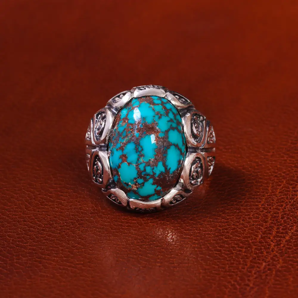 انگشتر فیروزه شجری مردانه کد 19745