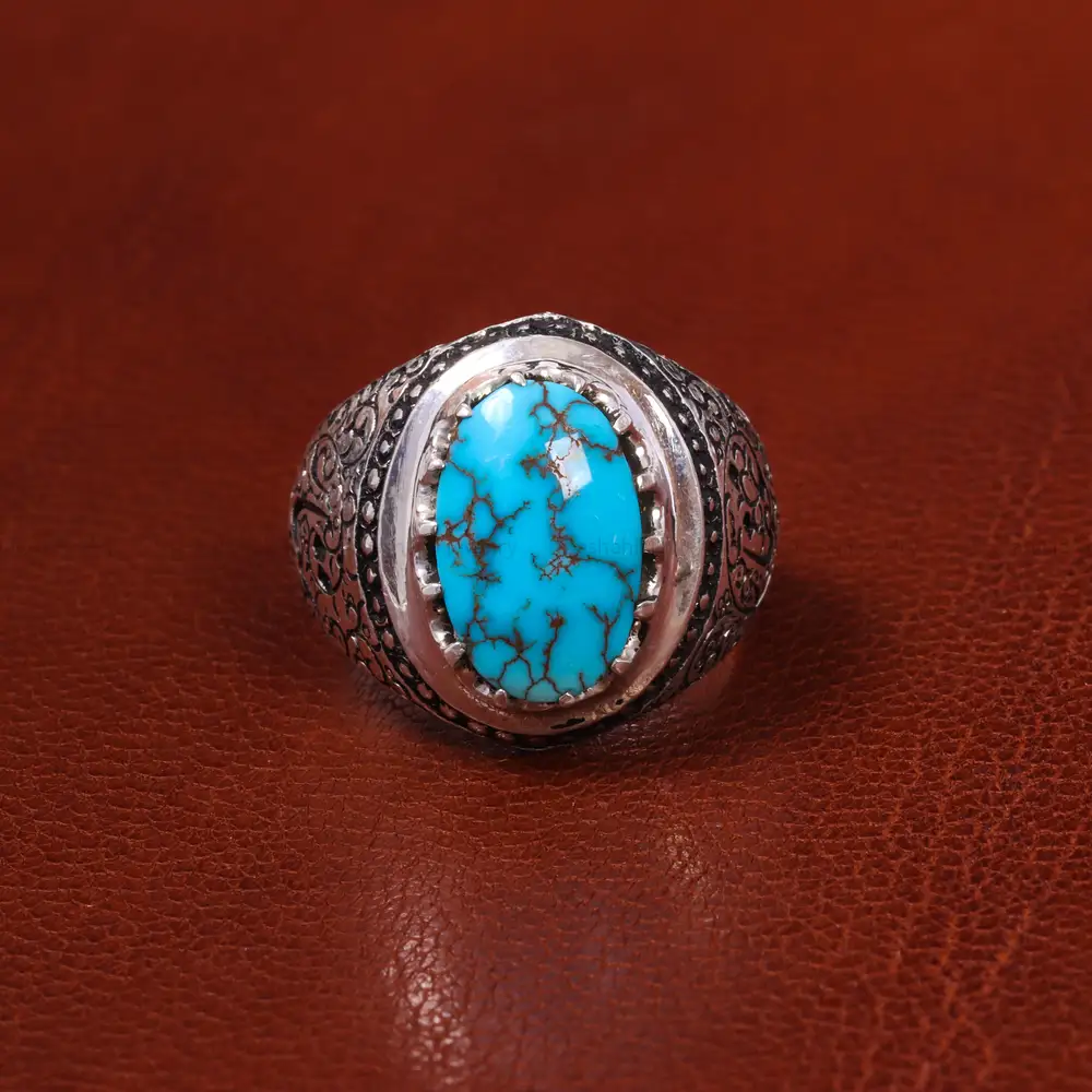 انگشتر فیروزه شجری مردانه کد 19828