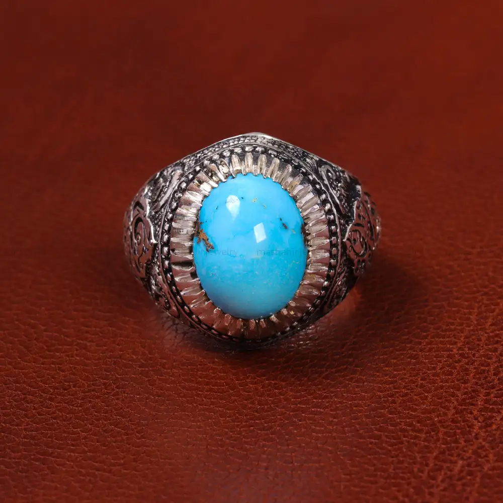 انگشتر فيروزه عجمی مردانه کد 19834
