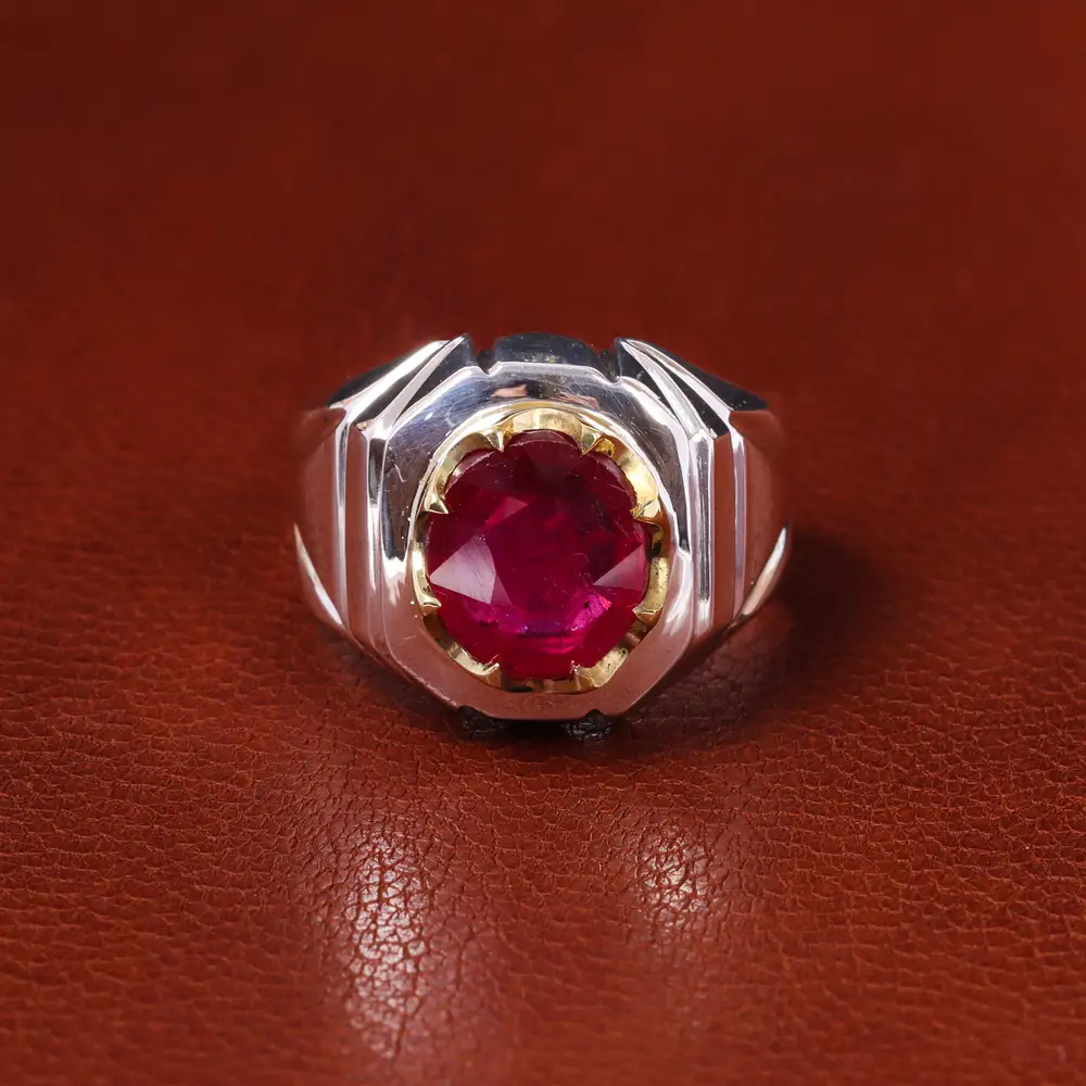 انگشتر یاقوت سرخ مردانه کد 19841