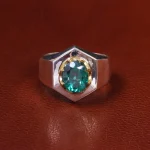 انگشتر توپاز سبز مردانه کد 19897