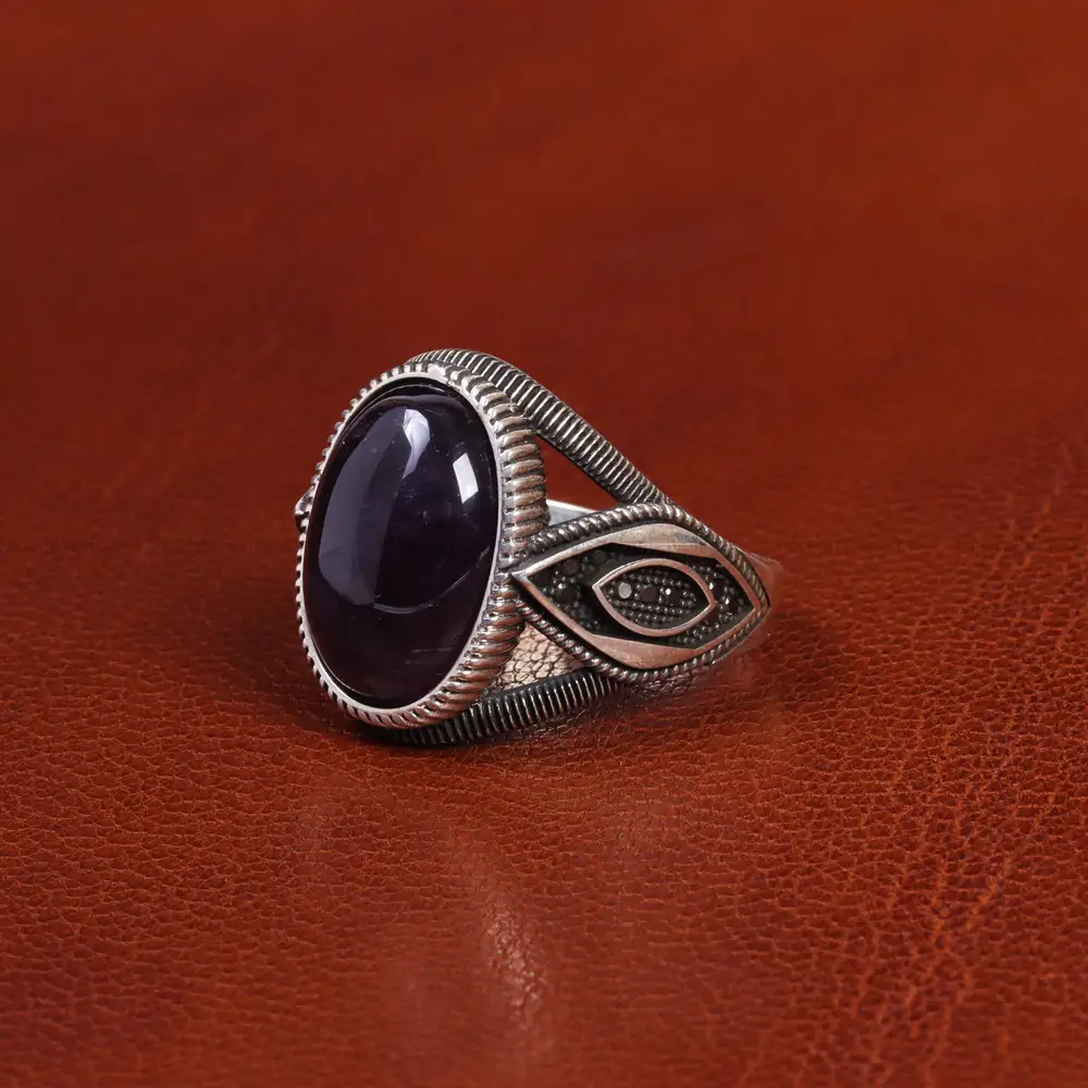 انگشتر آمیتیست مردانه کد 19371