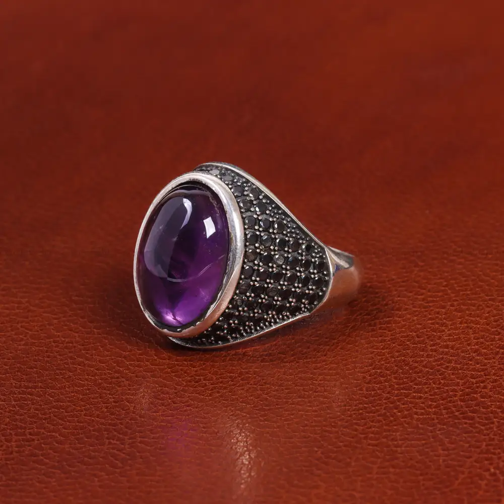 انگشتر آمیتیست مردانه کد 19372