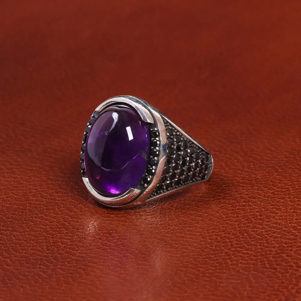 انگشتر آمیتیست مردانه کد 19374