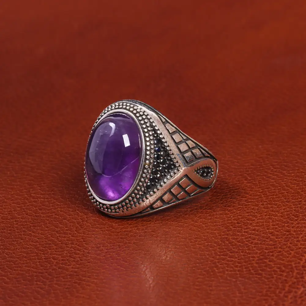 انگشتر آمیتیست مردانه کد 19375