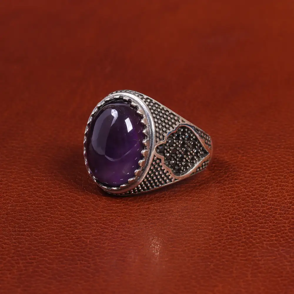 انگشتر آمیتیست مردانه کد 19376