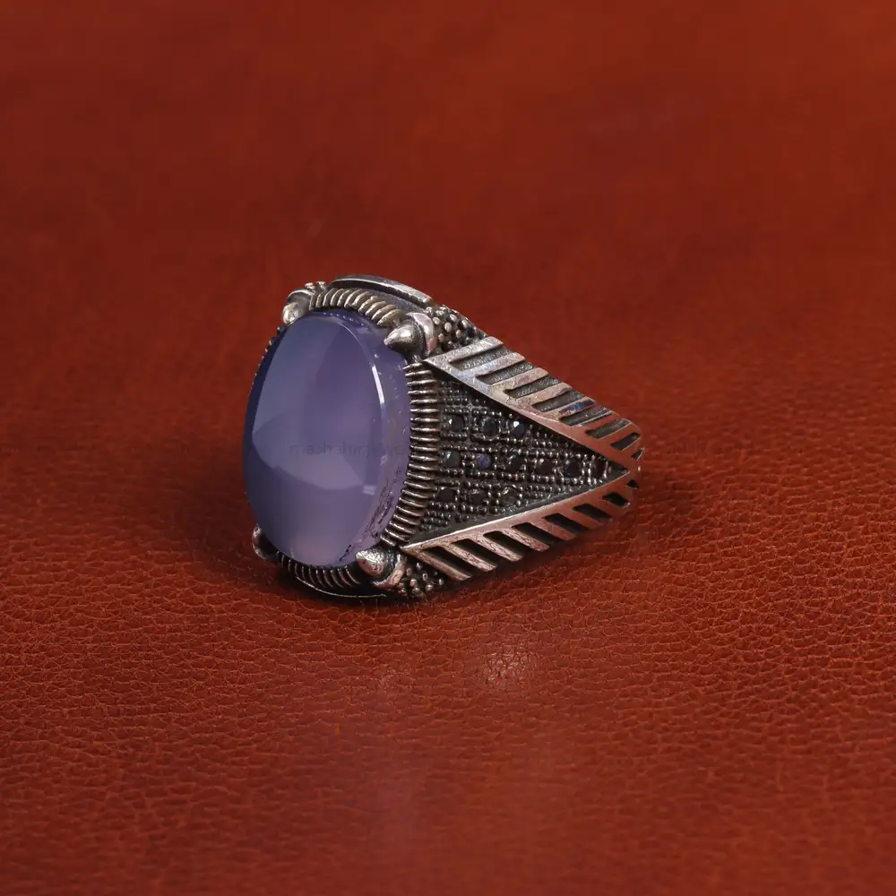 انگشتر عقیق سوسنی مردانه کد 19388