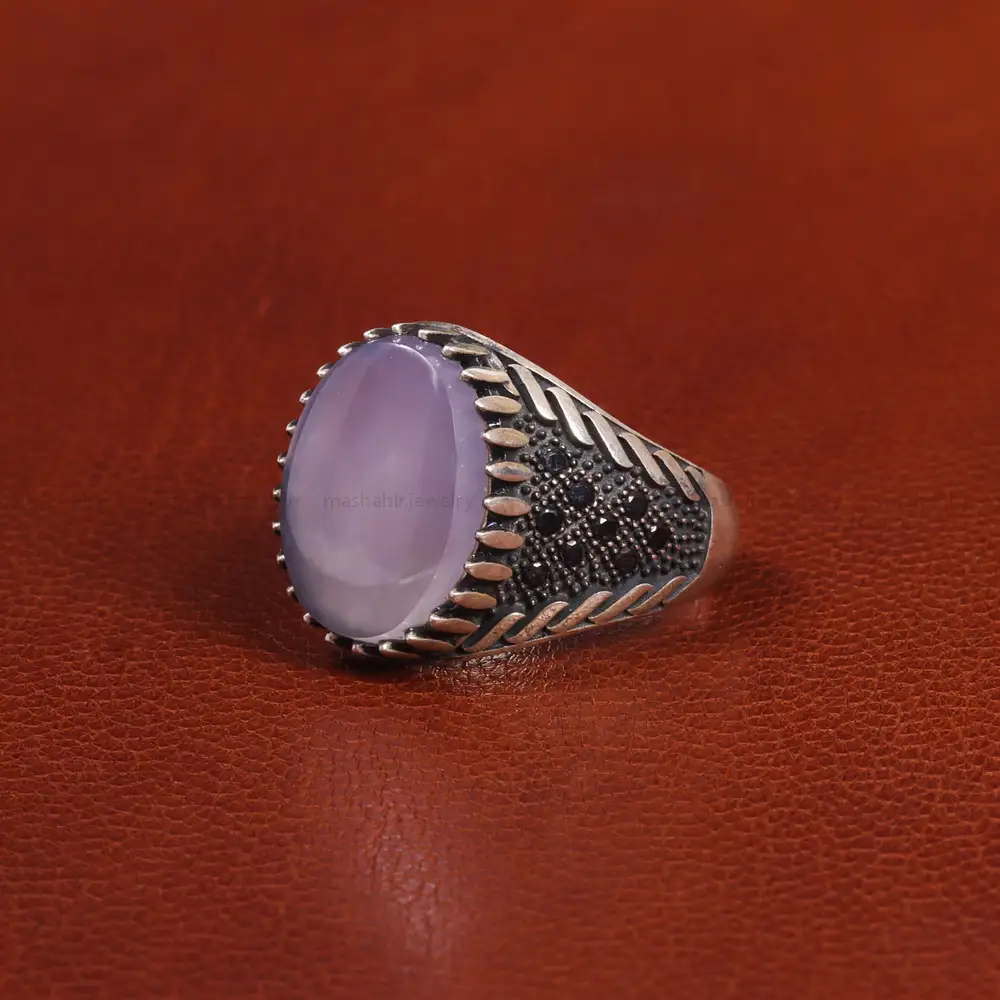 انگشتر عقیق سوسنی مردانه کد 19390