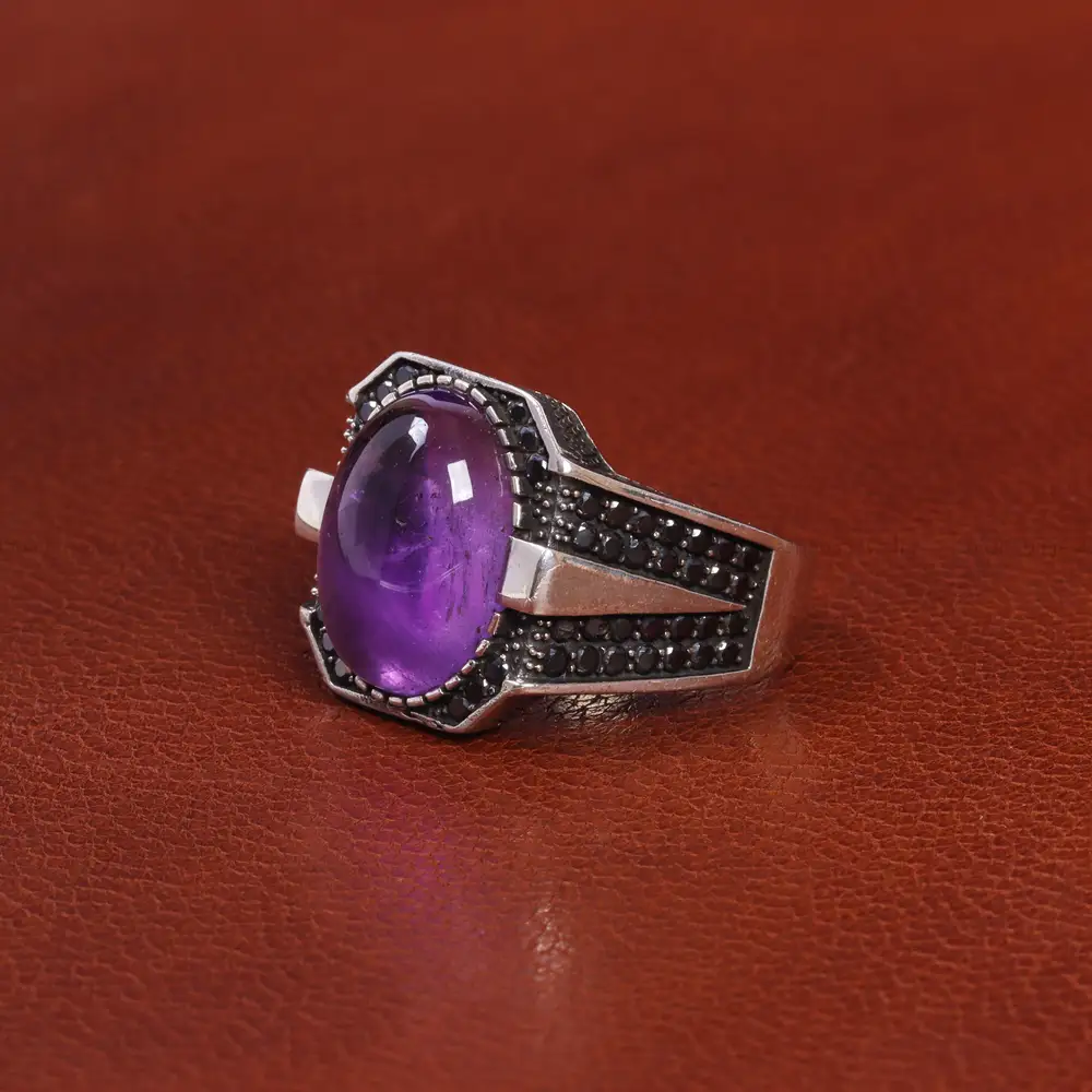 انگشتر آمیتیست مردانه کد 19392