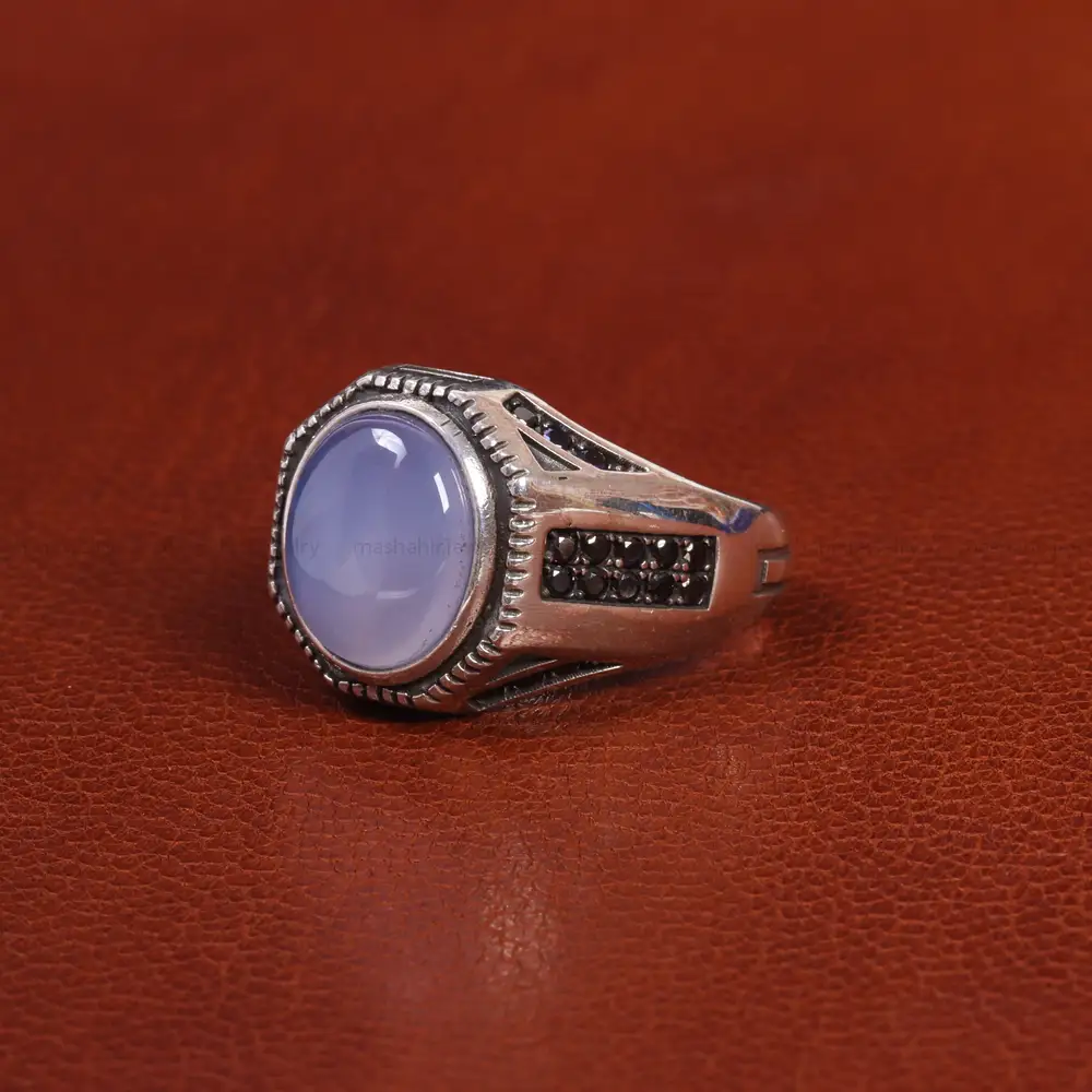 انگشتر عقیق سوسنی مردانه کد 19393