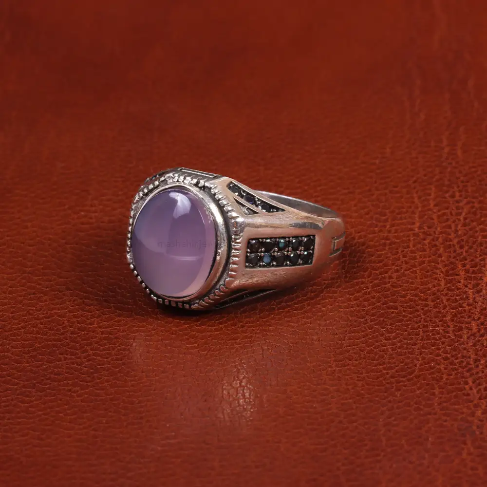 انگشتر عقیق سوسنی مردانه کد 19394