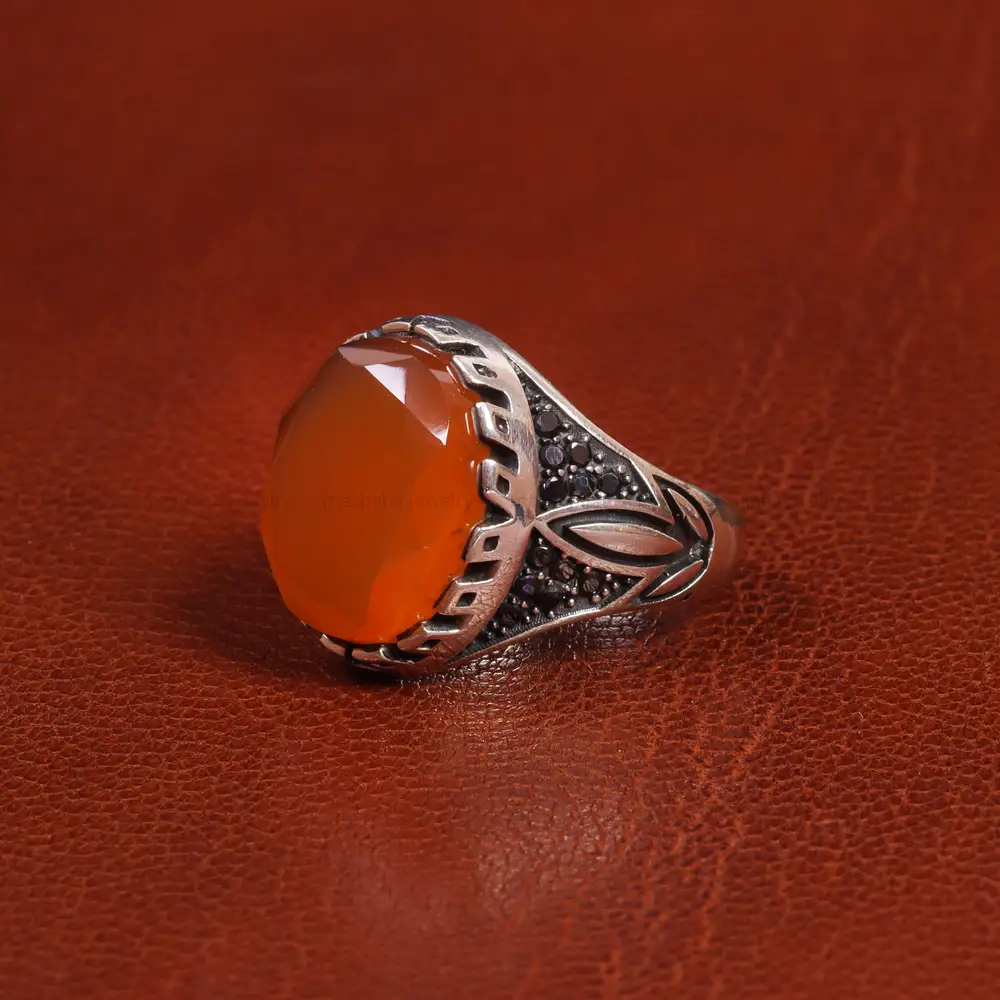 انگشتر عقیق یمن مردانه کد 19436