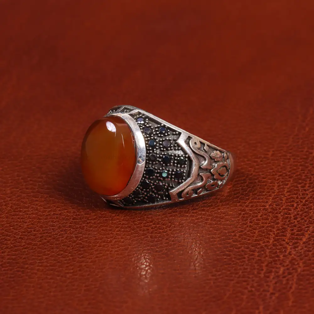 انگشتر عقیق یمن مردانه کد 19437