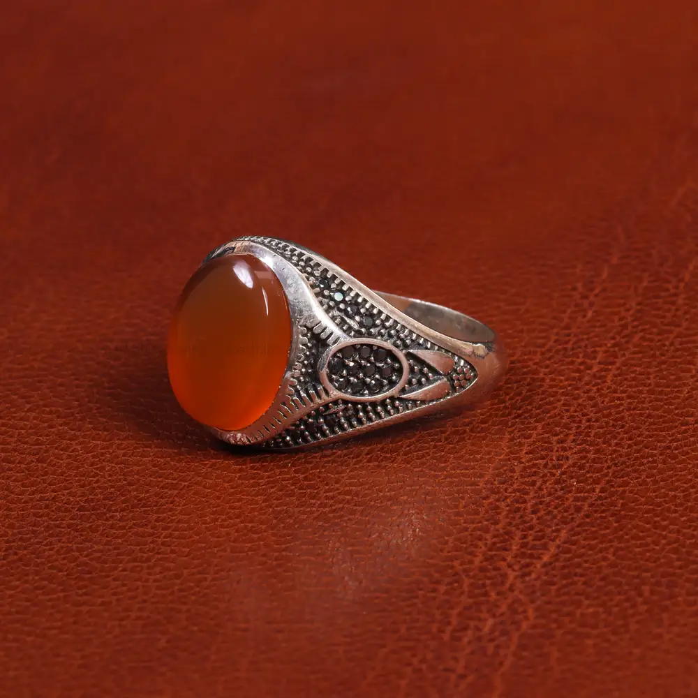 انگشتر عقیق یمن مردانه کد 19439