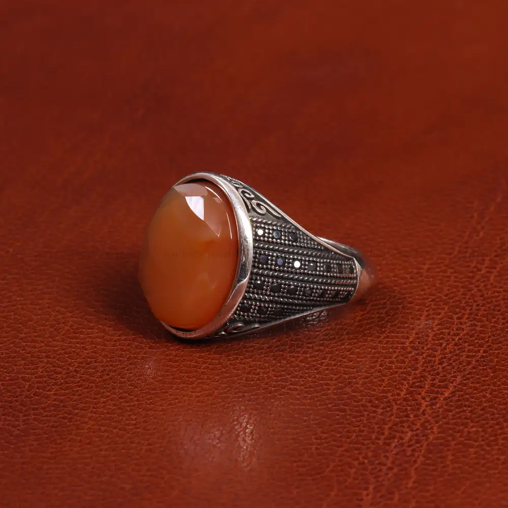 انگشتر عقیق یمن مردانه کد 19444