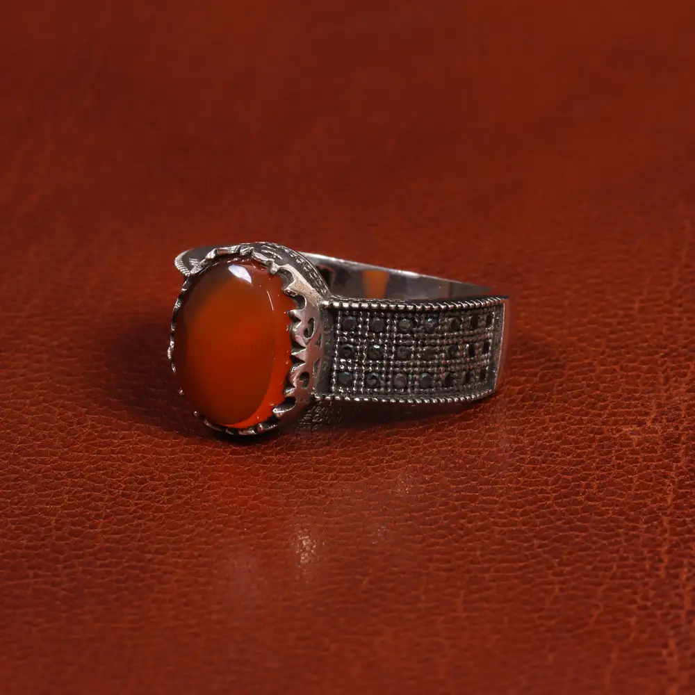 انگشتر عقیق یمن مردانه کد 19445