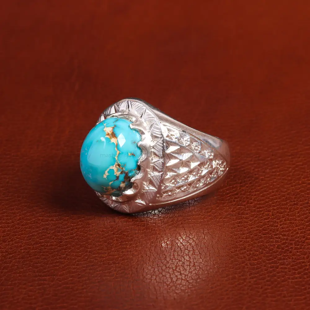 انگشتر فیروزه شجری مردانه کد 19458