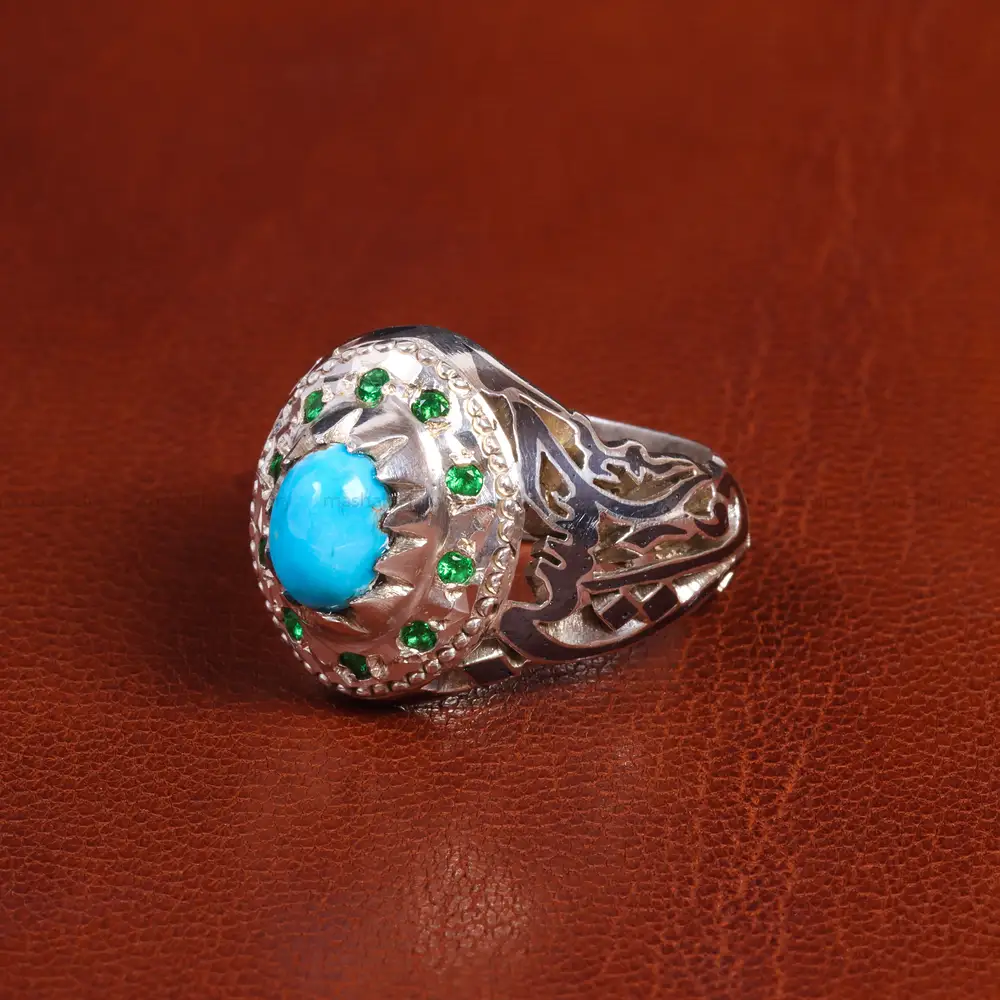 انگشتر فیروزه عجمی مردانه کد 19465