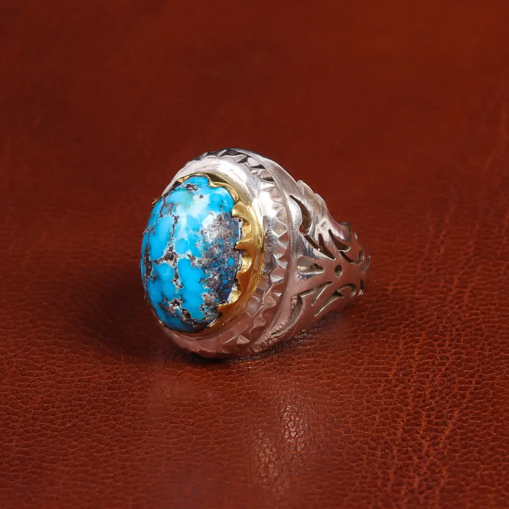 انگشتر فیروزه شجری مردانه کد 19469