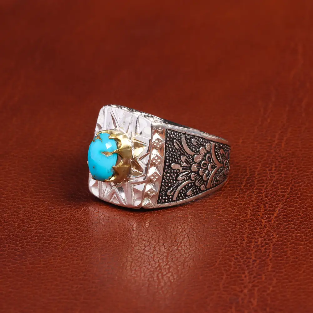 انگشتر فیروزه شجری مردانه کد 19478