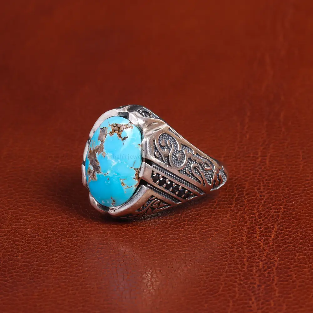 انگشتر فیروزه شجری مردانه کد 19479