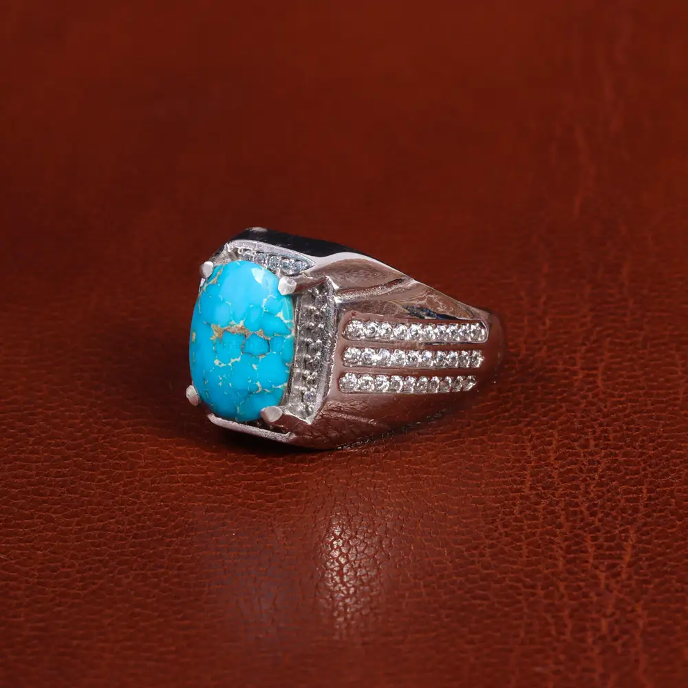 انگشتر فیروزه شجری مردانه کد 19504