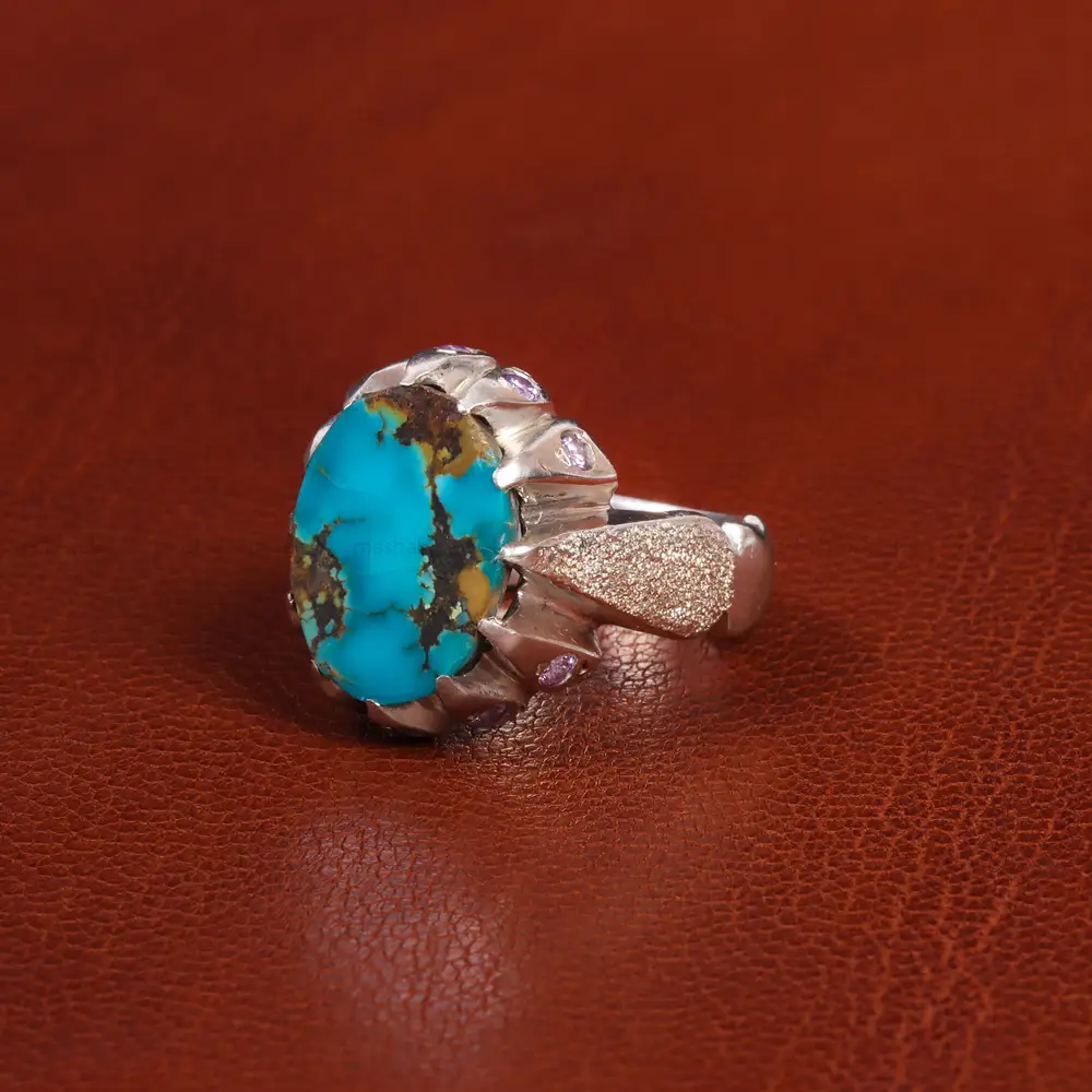 انگشتر فیروزه شجری مردانه کد 19560