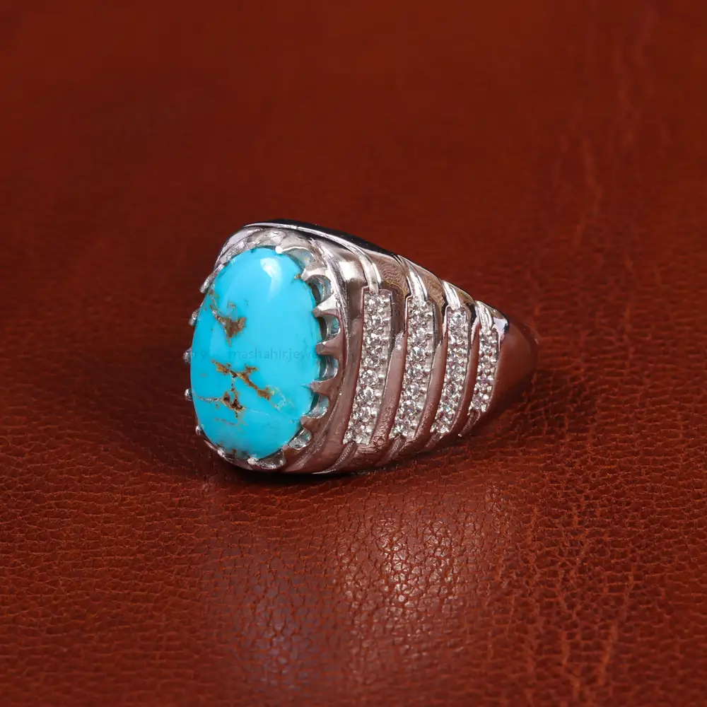 انگشتر فیروزه شجری مردانه کد 19583