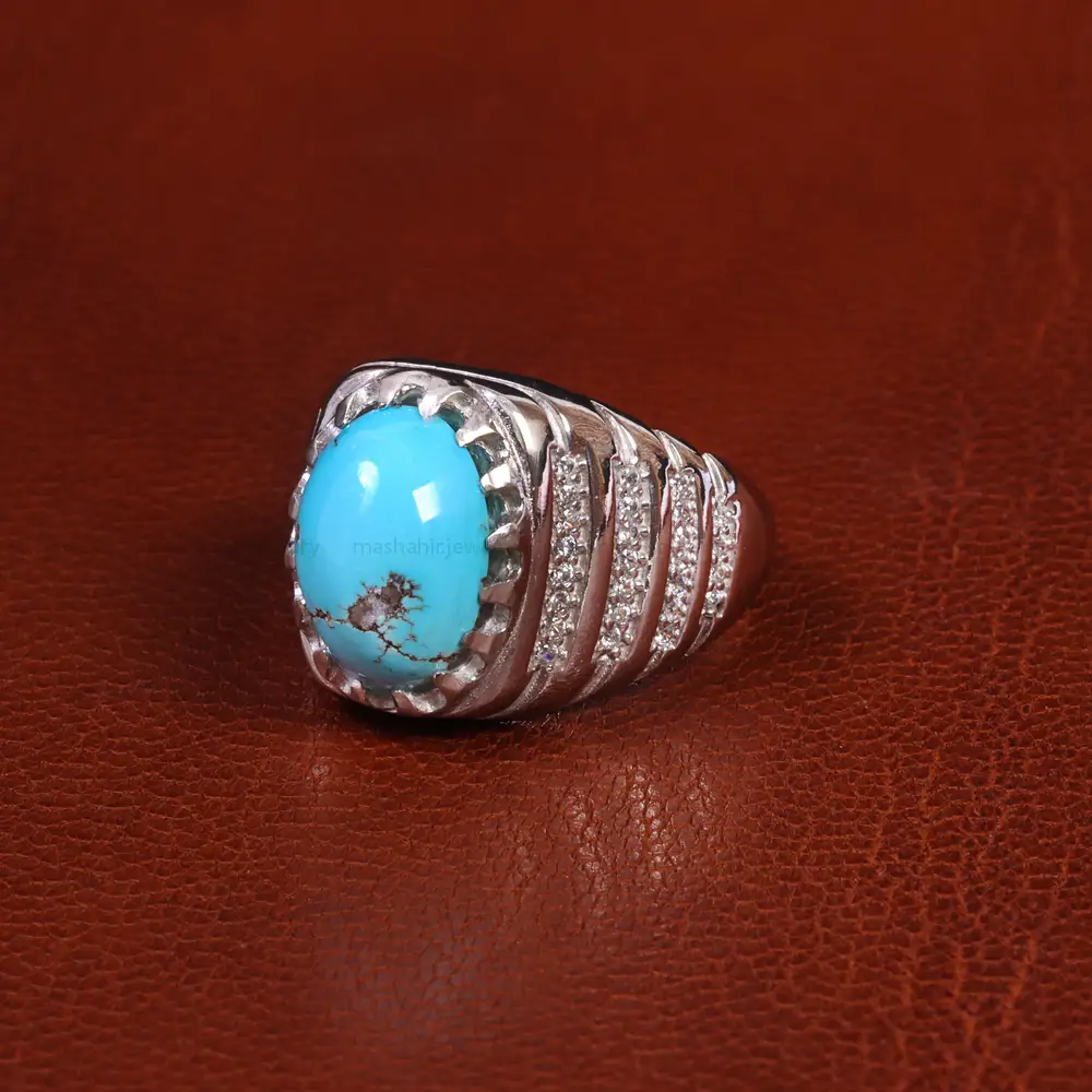انگشتر فیروزه شجری مردانه کد 19585