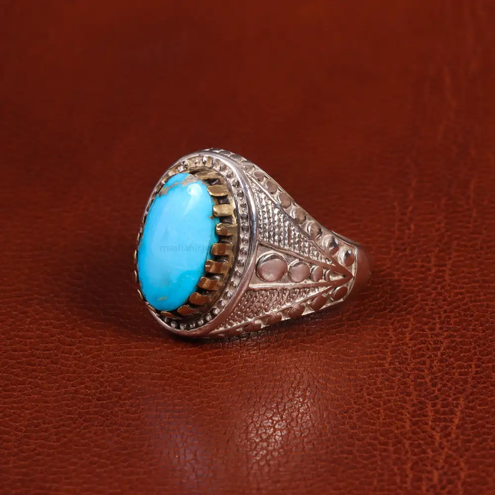 انگشتر فیروزه شجری مردانه کد 19593