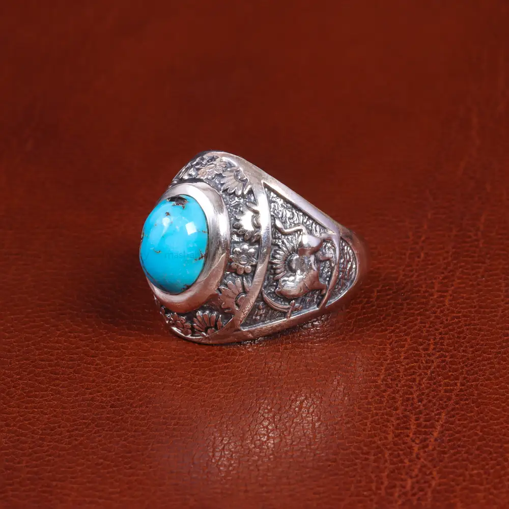 انگشتر فیروزه شجری مردانه کد 19604