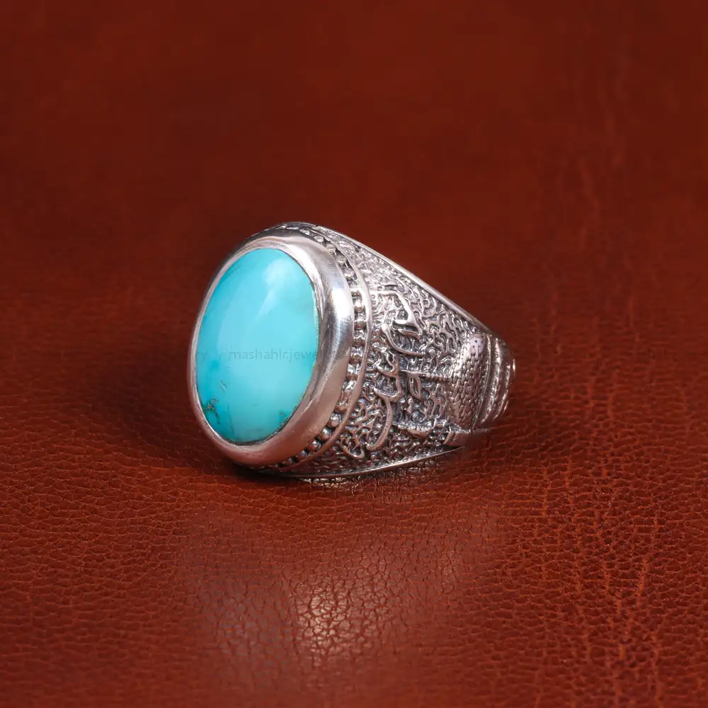 انگشتر فیروزه عجمی مردانه کد 19606