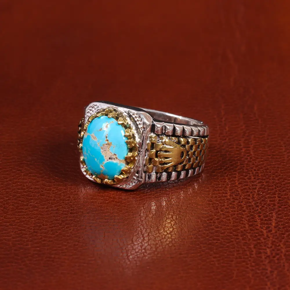 انگشتر فیروزه شجری مردانه کد 19612