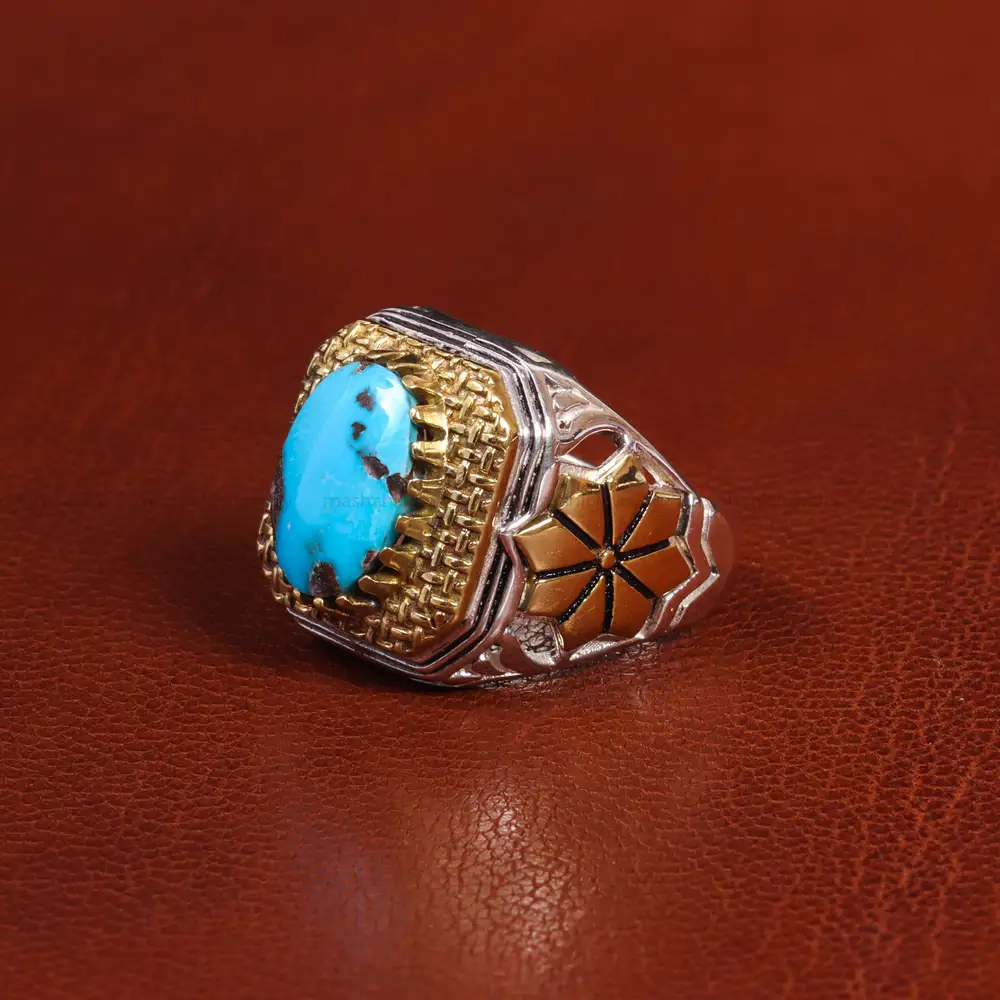 انگشتر فیروزه شجری مردانه کد 19617