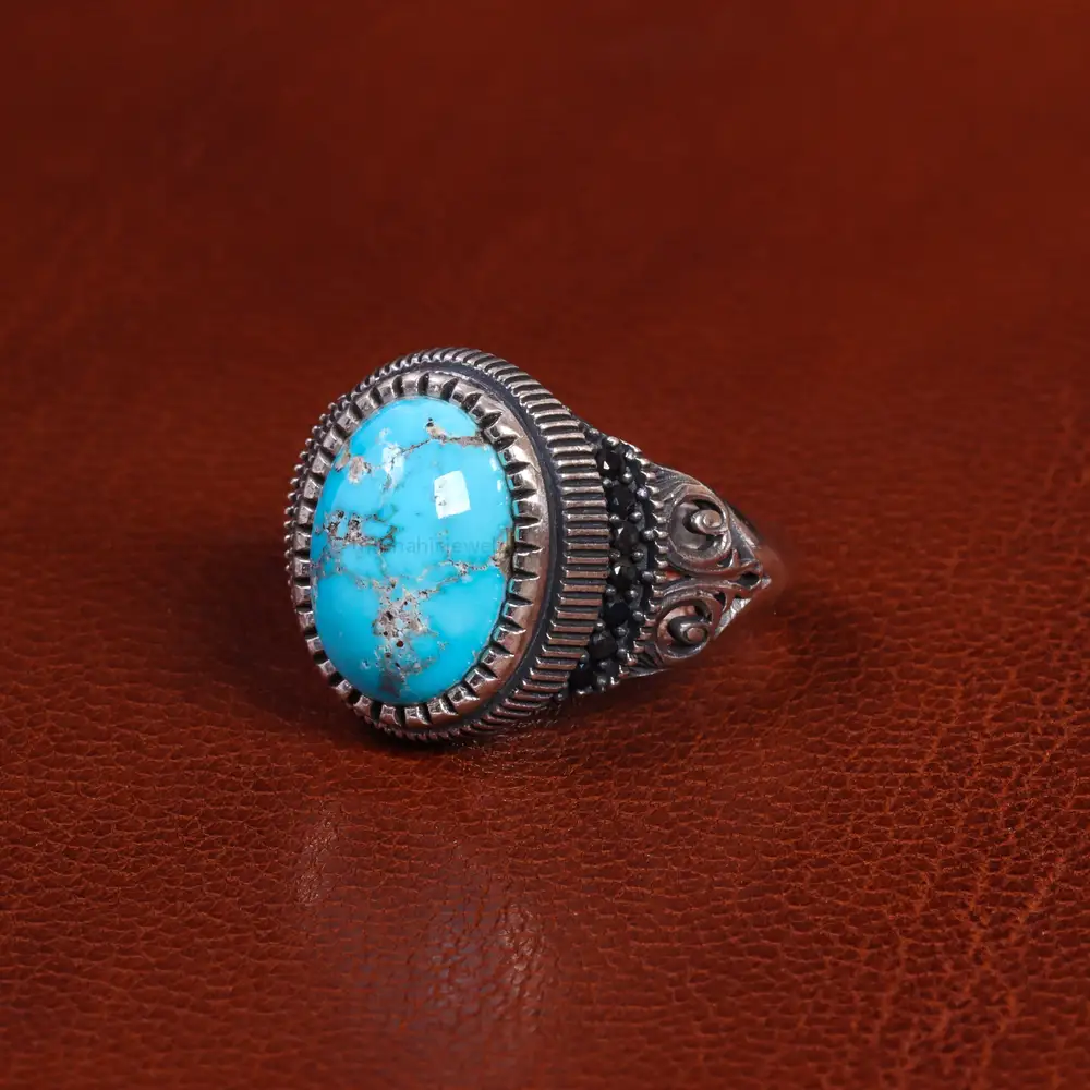انگشتر فیروزه شجری مردانه کد 19635