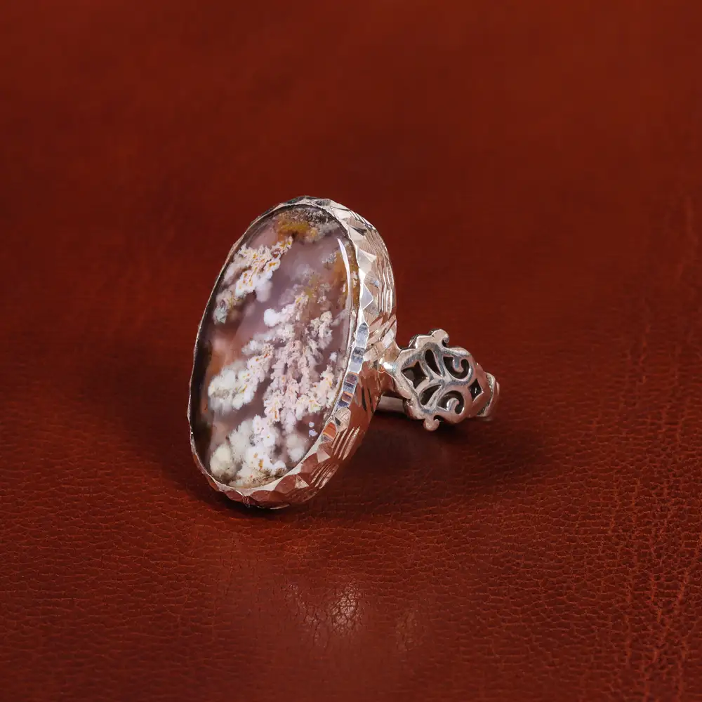 انگشتر عقیق شجر مردانه کد 19661