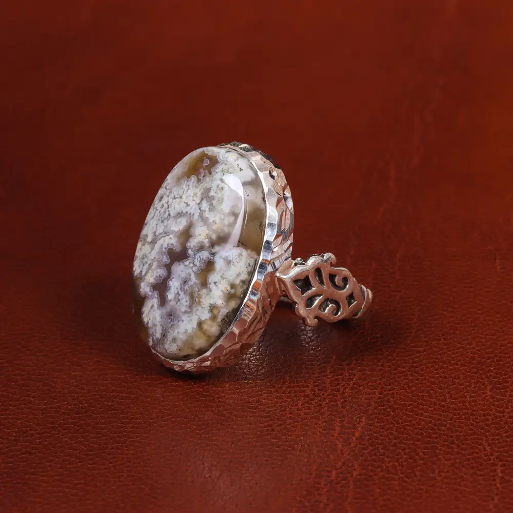 انگشتر عقیق شجر مردانه کد 19668