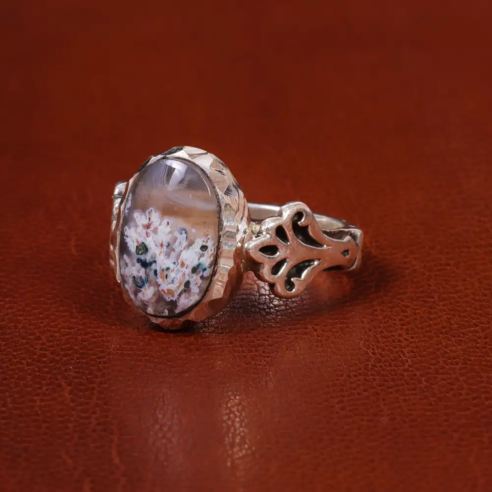 انگشتر عقیق شجر مردانه کد 19671