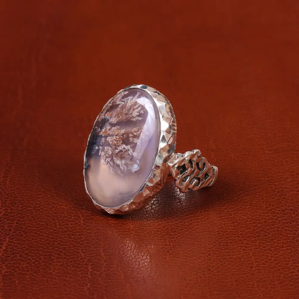 انگشتر عقیق شجر مردانه کد 19674